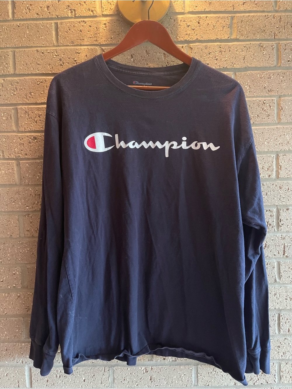 Champion Navy Blue Long-Sleeve Logo Shirt